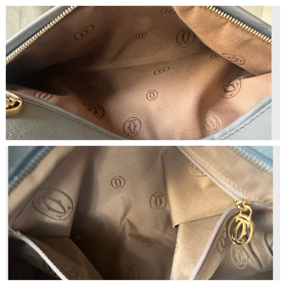 CARTIER Marcello Gray Leather Handbag Embroidered Logo - Picture 7 of 9